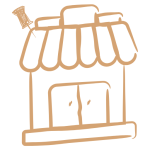 Icône dessinée – vitrine avec épingle (SEO local)