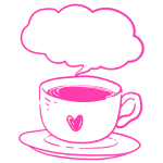 Icône dessinée – tasse de café et bulle (café-stratégie)